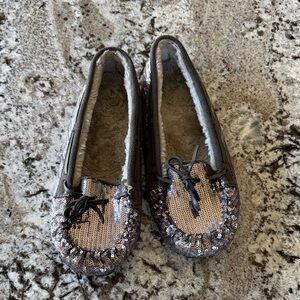 Route 66 Women's Sequin Moccasins - Silver
